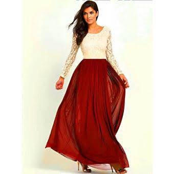 Red Chiffon Skirt & White Top