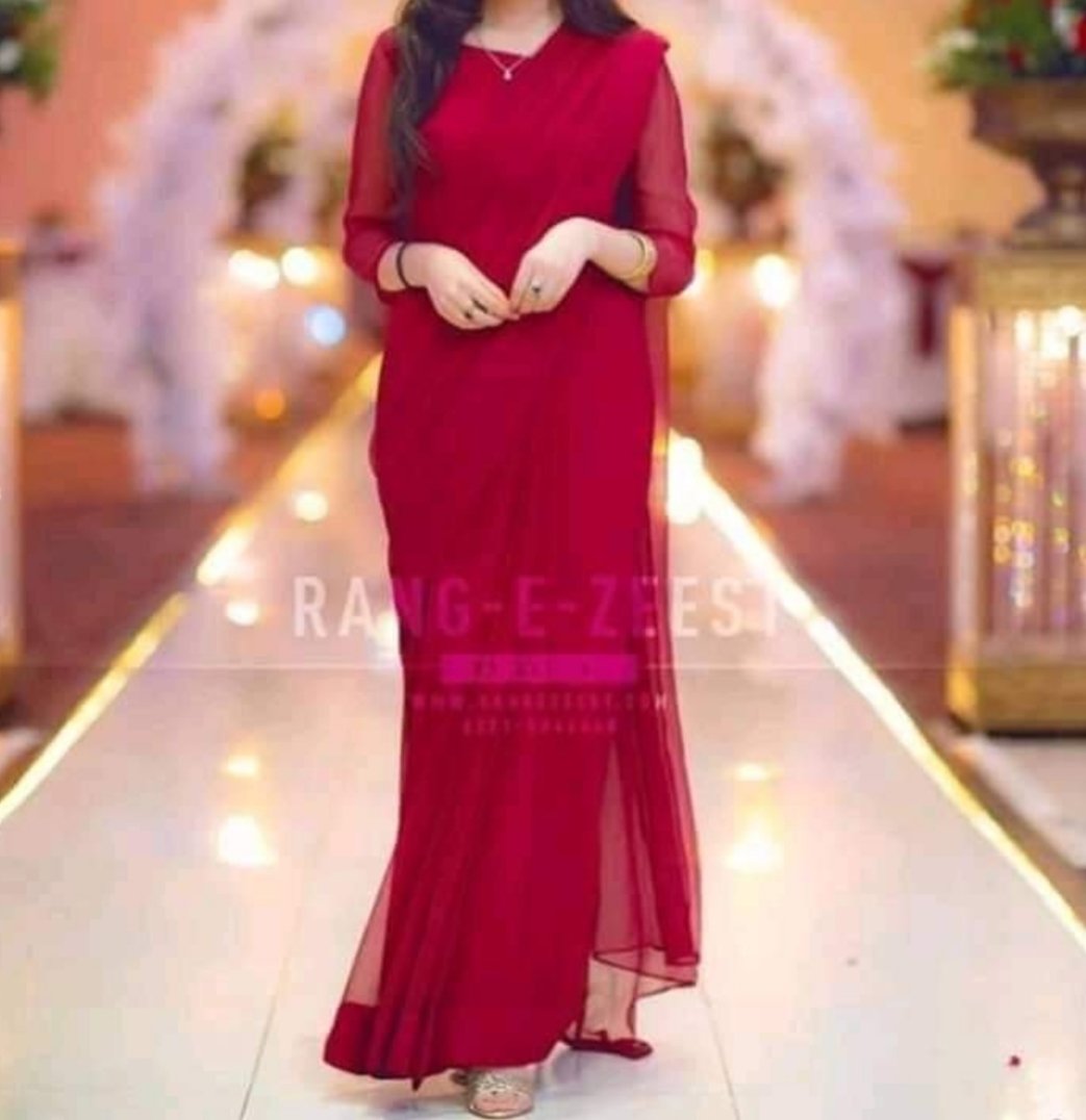 Reddish Maroon Chiffon Saree