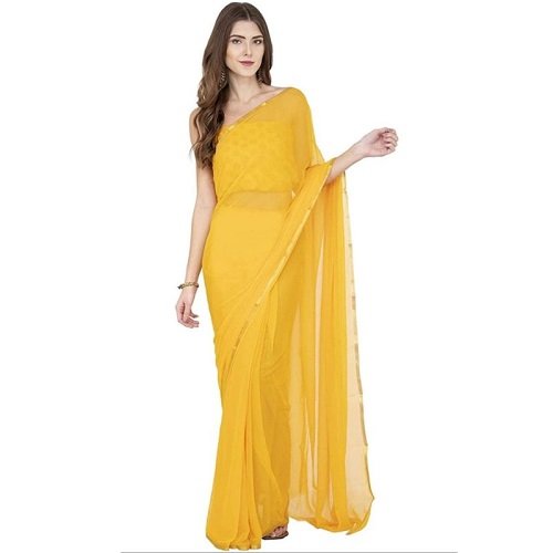 Yellow Chiffon Saree