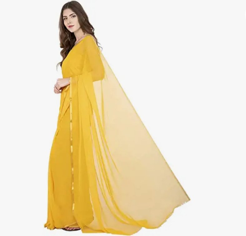 Yellow Chiffon Saree