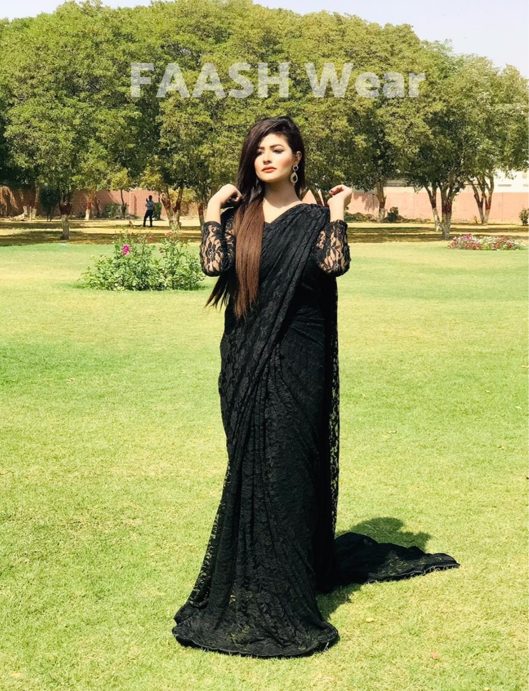 Stitched Black Evening Saree