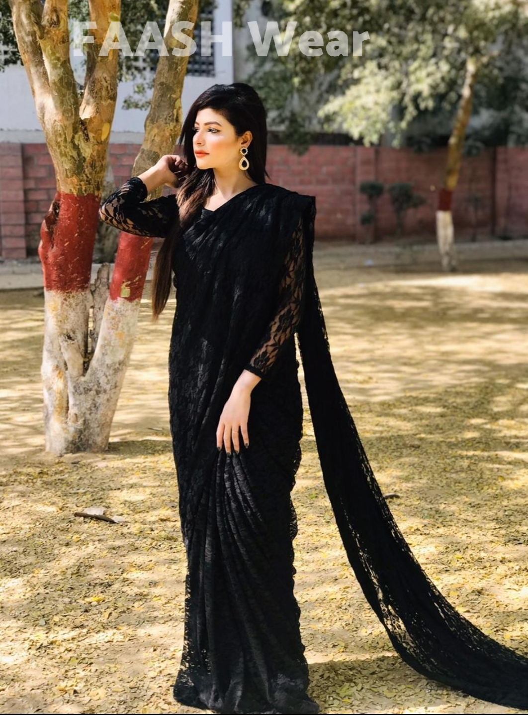 Stitched Black Evening Saree