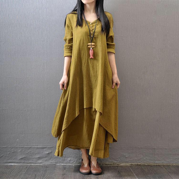 Mustard Double Layered Maxi