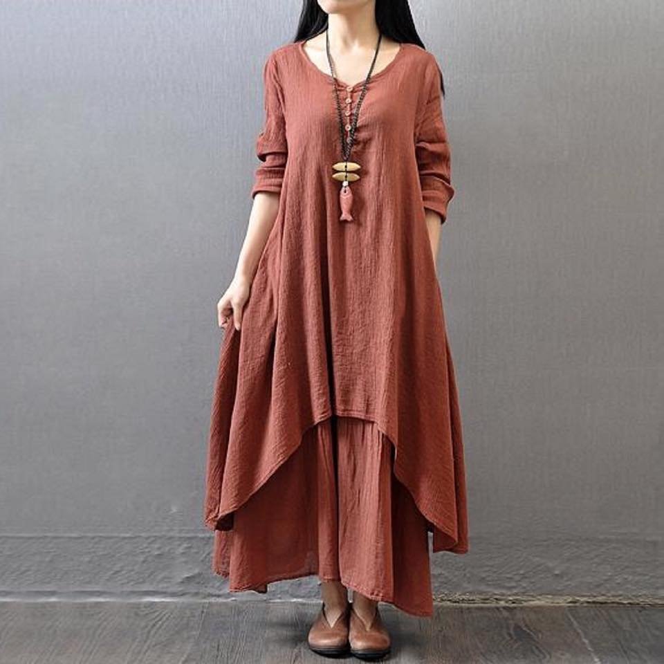 Brown Double Layered Maxi
