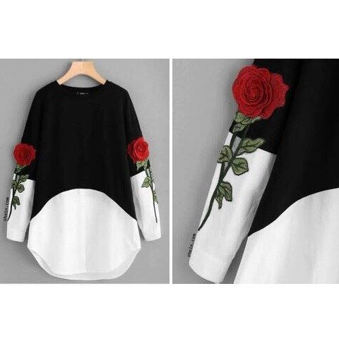 Black & White Rose Top