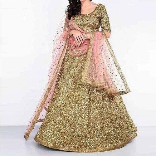 Indian Shimmery Dress With Pink Dupatta (02 Piece)