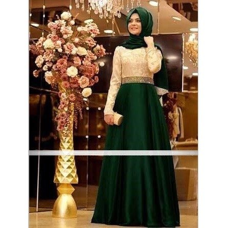 Green Stylish Maxi With Scarf