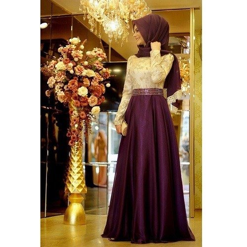 Purple Stylish Maxi With Scarf