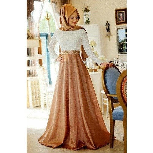 Golden Maxi With Golden Scarf & White Top