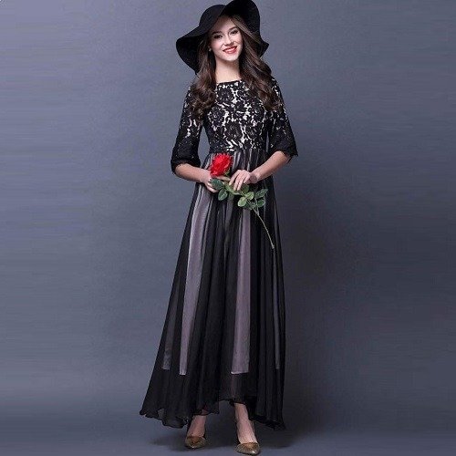 Black Maxi With Grey Contrast