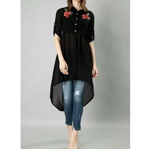 Black Rose Velvet Kurti