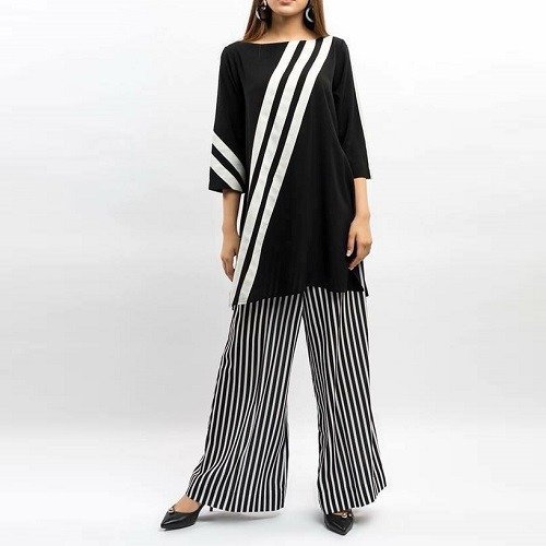 Black Shirt With Zebra Trouser (02 Piece)