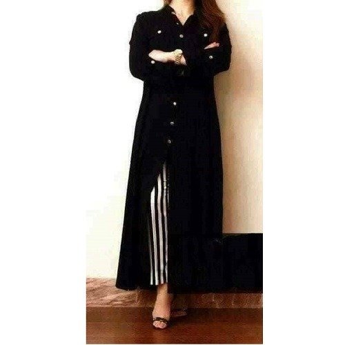 Black Coat With Zebra Pant (02 Piece)