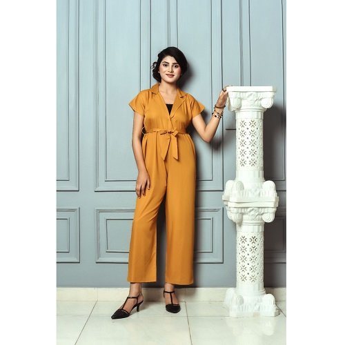 Mustard Coat Collar Style Jumpsuit