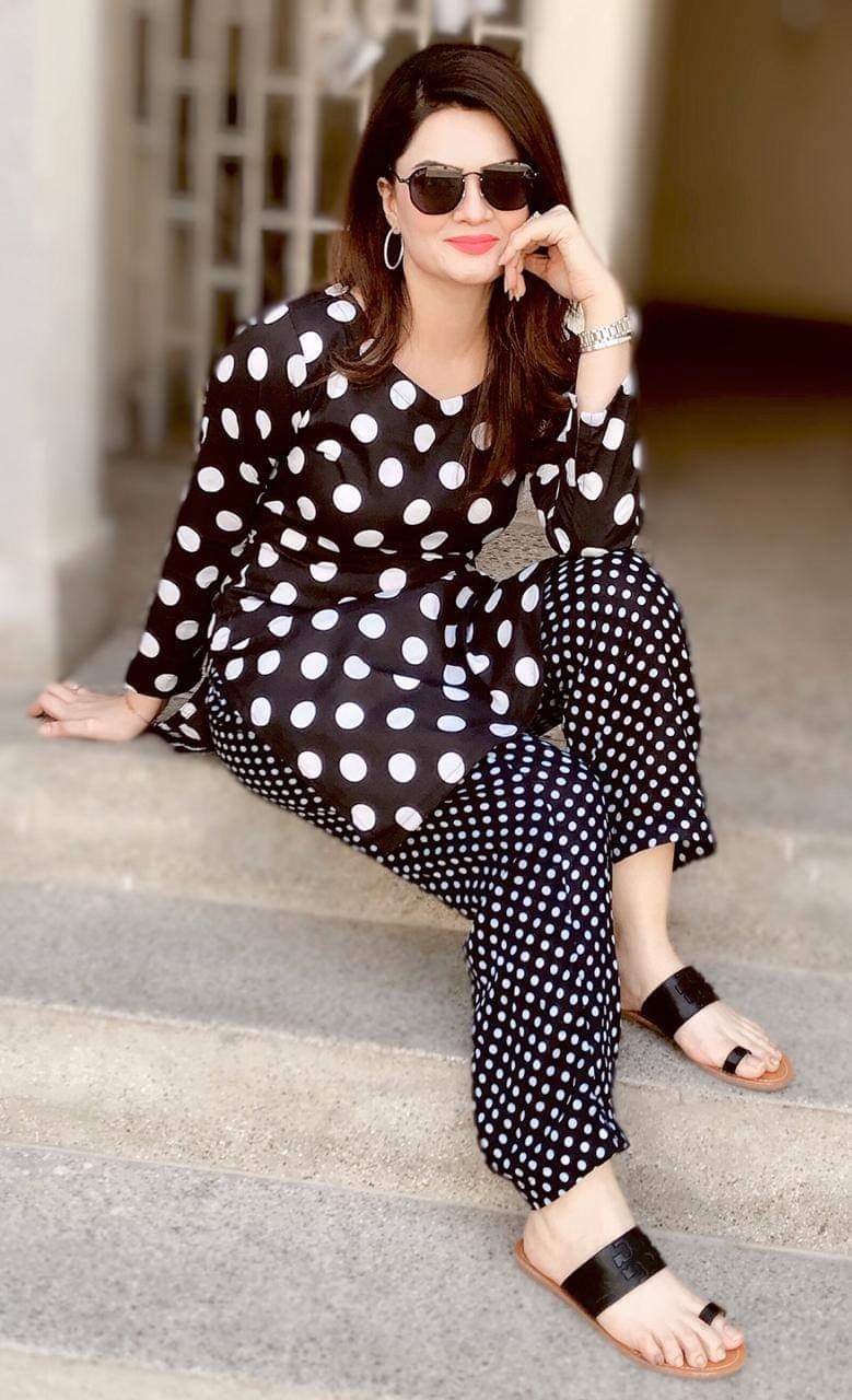 Black Polka Dot Dress (02 Piece)