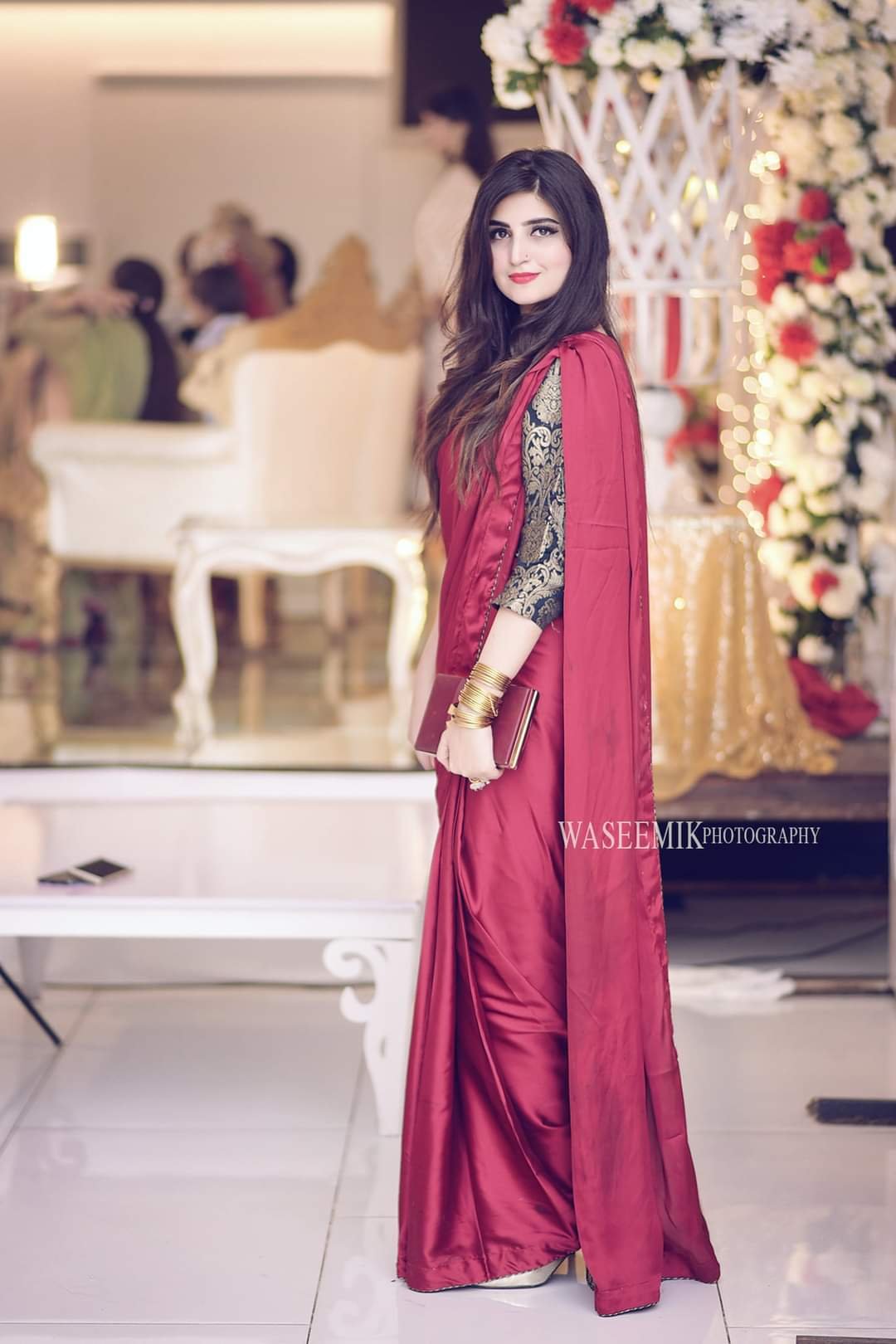 Reddish Maroon Silk Saree With Banarsi Blouse