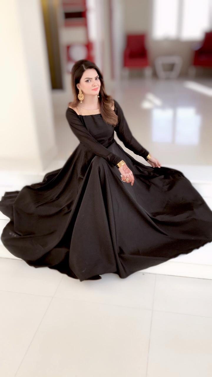 Black Silk Heavy Flare Maxi With Skin Touch