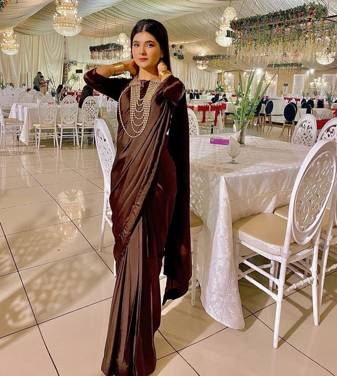 Chocolate Brown Silk Saree