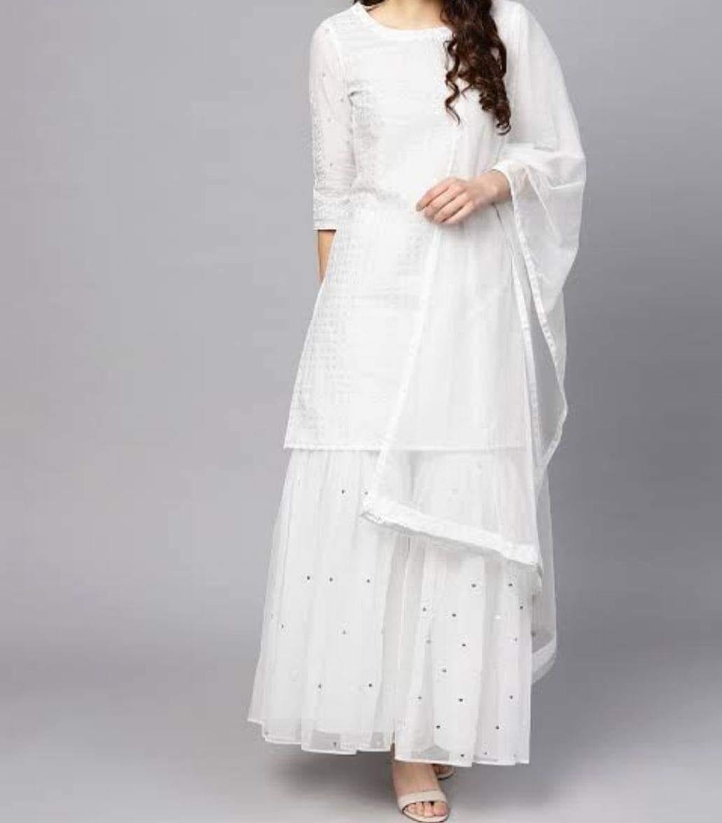 Full White Dress (03 Piece)