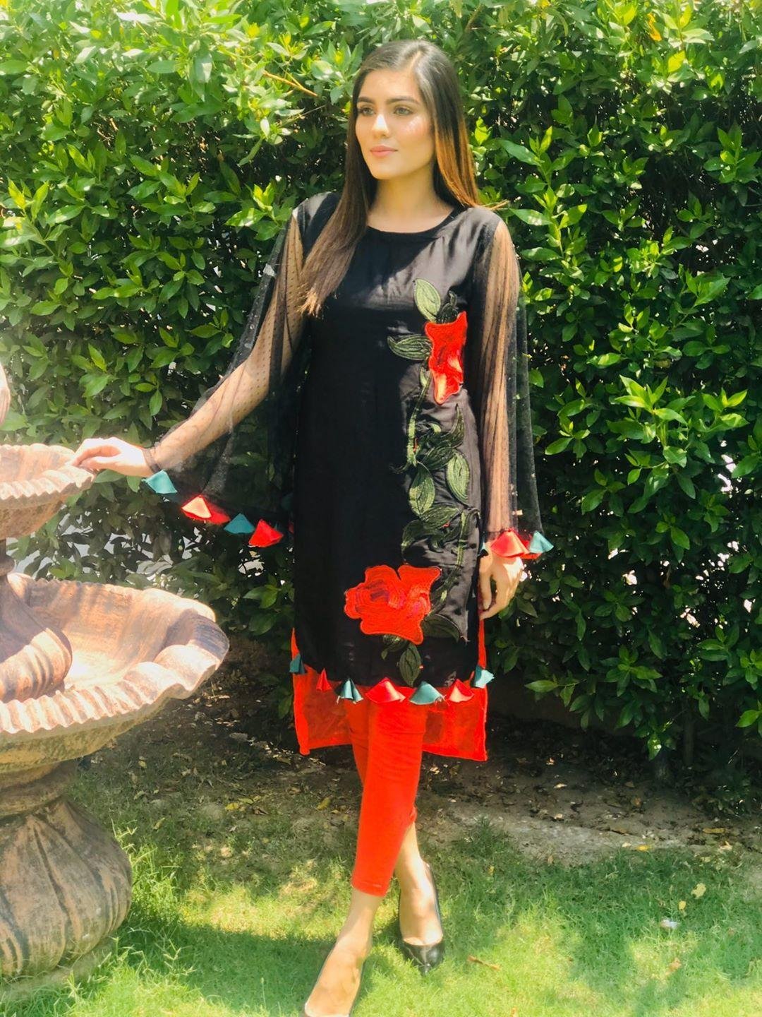 Black Red Rose Dress (02 Piece)