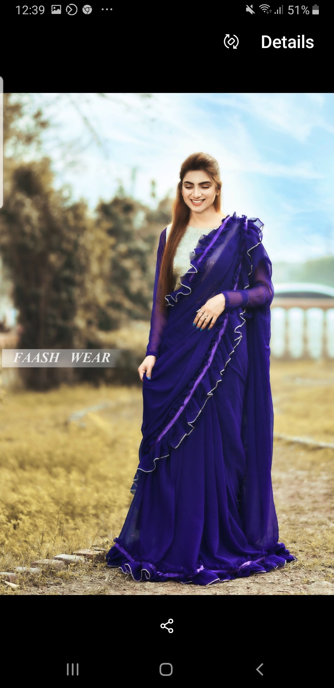 Purple Frill Saree Stitched