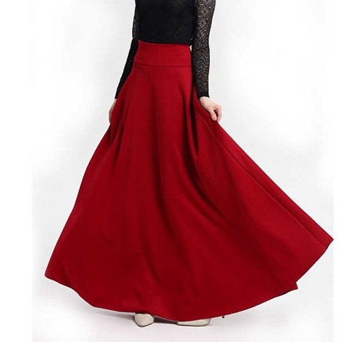 Red Chiffon Skirt With Black Top