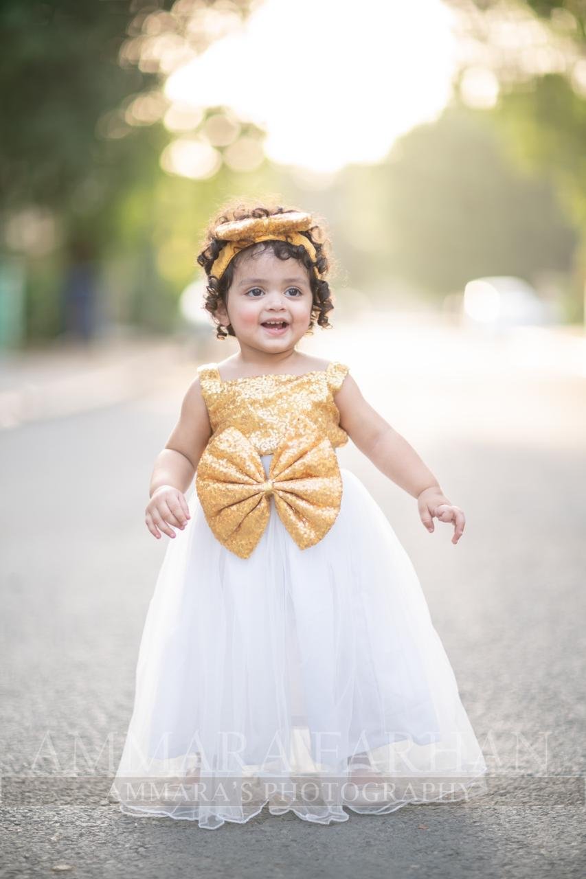 Golden & White Baby Skirt & Top