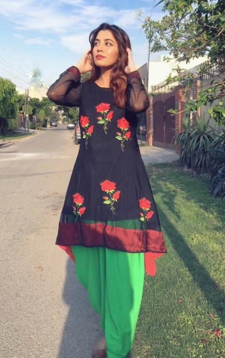 Black & Green Rose Dress (02 Piece)