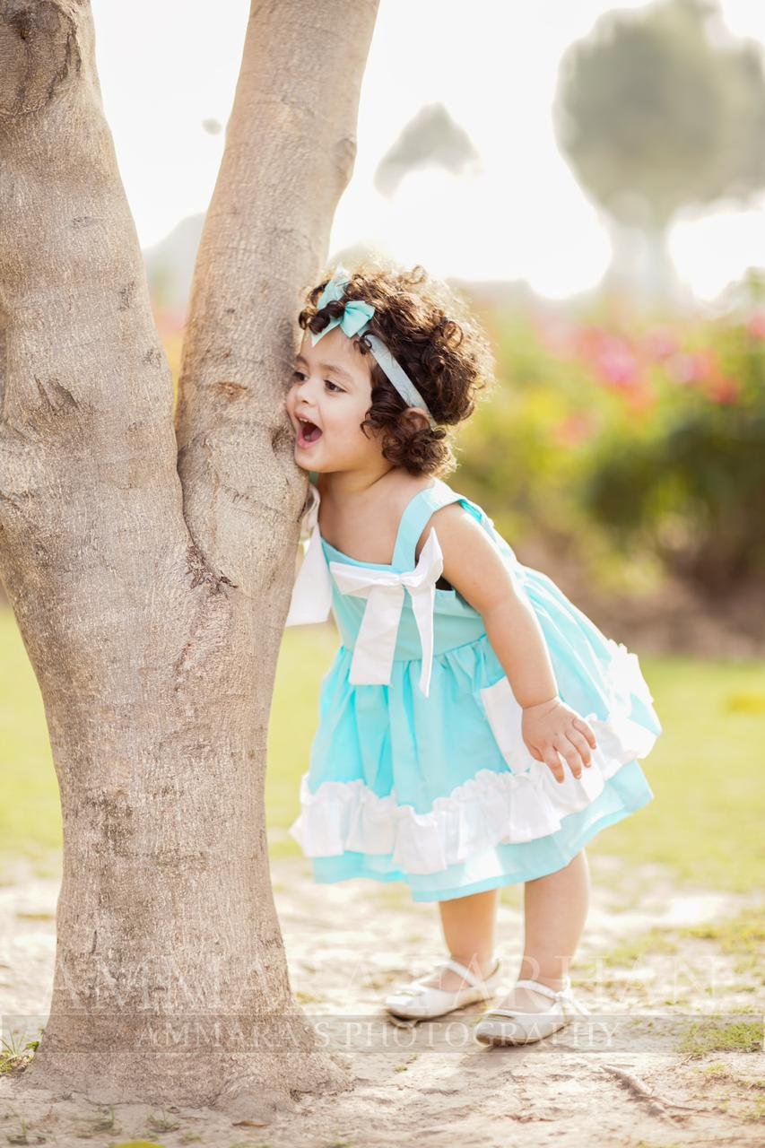 Sky Blue Baby Double Knot Frock