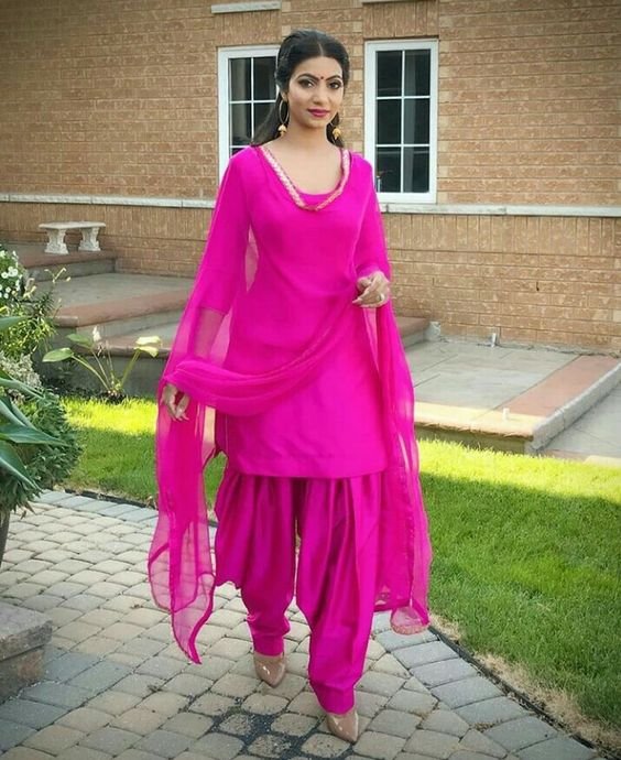 Shocking Pink Patyala Dress (03 Piece)